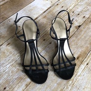 Swanky black, ankle strap heels!